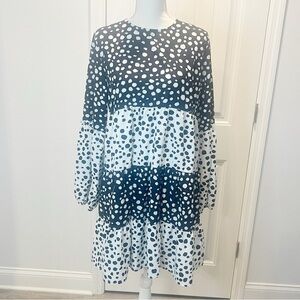 Anna Kaci California Women's Tunic Dress Bohemian Black White Size Large